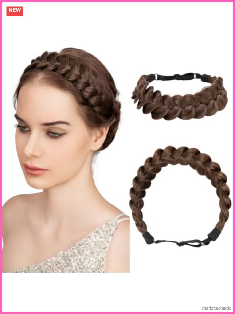 Hand Braided Wide Elastic Headband Adjustable Synthetic Hair